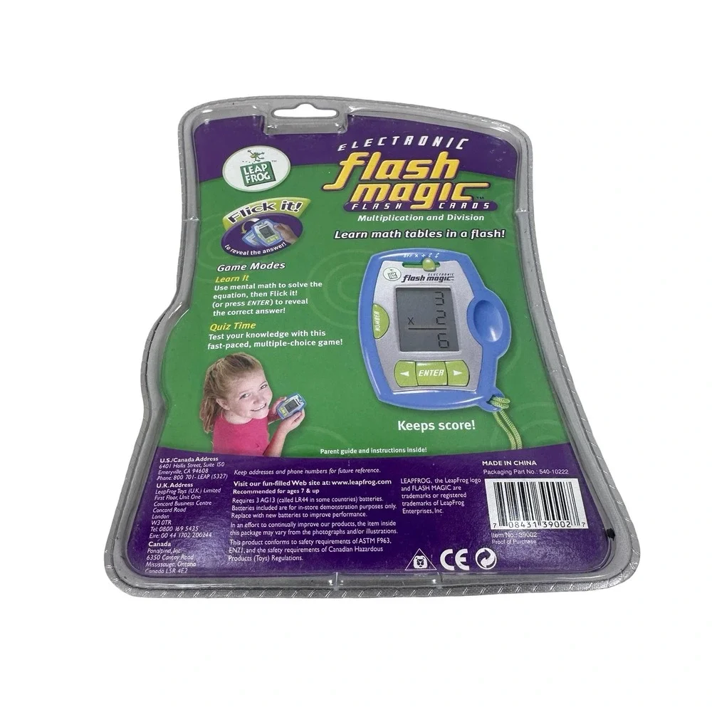 LeapFrog‎ Flash Magic Electronic Flash Cards Multiplication Division Blue 39002